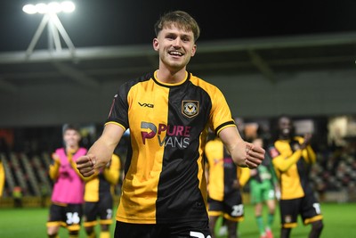 011125 - Newport County v Gillingham - FA Cup First Round - Ben Lloyd of Newport County celebrates after scoring the winning penalty