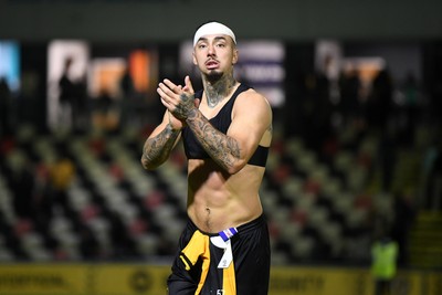 011125 - Newport County v Gillingham - FA Cup First Round - Courtney Baker-Richardson of Newport County applauding fans at full time