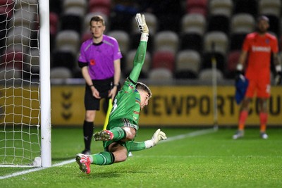 011125 - Newport County v Gillingham - FA Cup First Round - Jordan Wright of Newport County saves a penalty