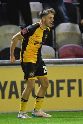 011125 - Newport County v Gillingham - FA Cup First Round - Ben Lloyd of Newport County celebrates after he scores the winning penalty 