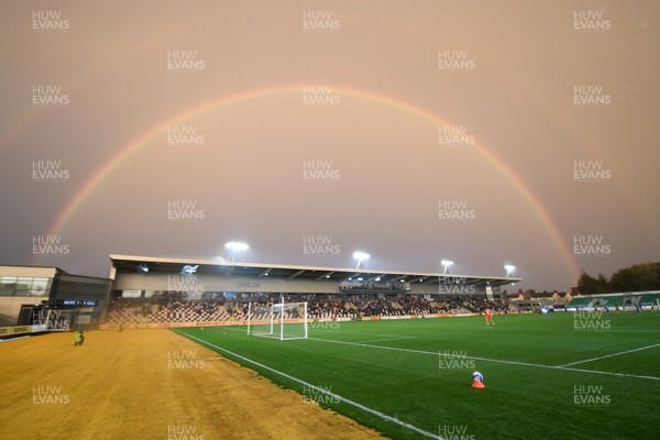 011125 - Newport County v Gillingham - FA Cup First Round - A rainbow over Rodney Parade
