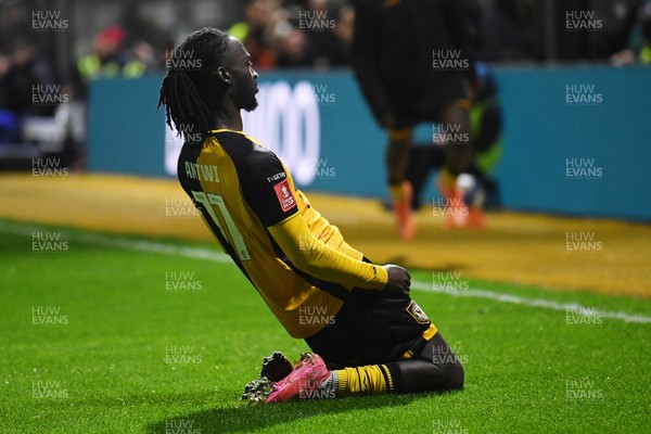 011125 - Newport County v Gillingham - FA Cup First Round - Cameron Antwi of Newport County celebrates scoring a goal