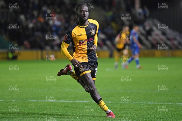 011125 - Newport County v Gillingham - FA Cup First Round - Cameron Antwi of Newport County celebrates scoring a goal