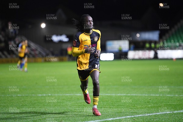 011125 - Newport County v Gillingham - FA Cup First Round - Cameron Antwi of Newport County celebrates scoring a goal