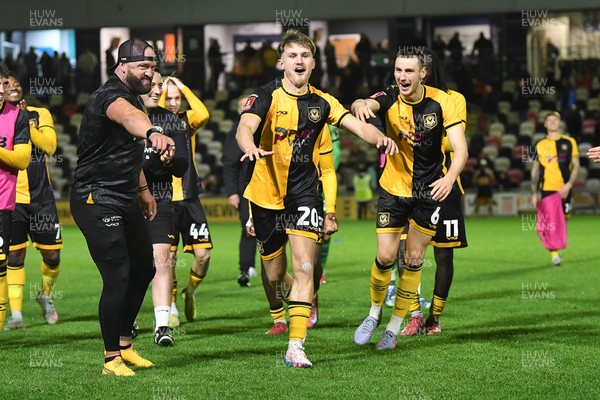 011125 - Newport County v Gillingham - FA Cup First Round - Ben Lloyd of Newport County celebrates after scoring the winning penalty