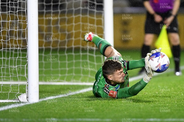 011125 - Newport County v Gillingham - FA Cup First Round - Jordan Wright of Newport County saves a penalty