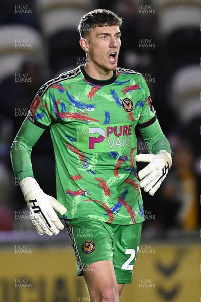 011125 - Newport County v Gillingham - FA Cup First Round - Jordan Wright of Newport County celebrates after he saves a penalty