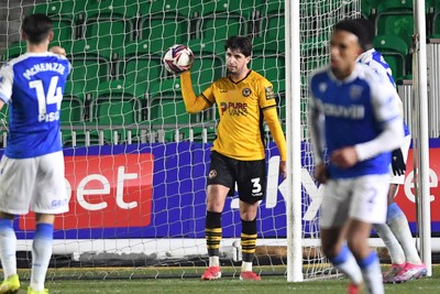 040325 - Newport County v Gillingham - Sky Bet League 2 - Anthony Glennon of Newport County after Gillingham pull a goal back