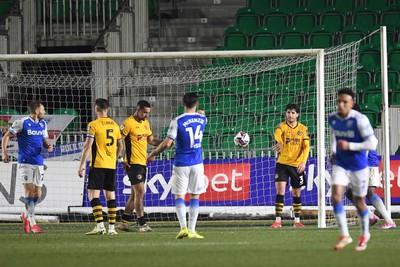 040325 - Newport County v Gillingham - Sky Bet League 2 - Anthony Glennon of Newport County after Gillingham pull a goal back