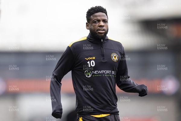 170224 - Newport County v Gillingham - Sky Bet League 2 - Offrande Zanzala of Newport County during the warm up