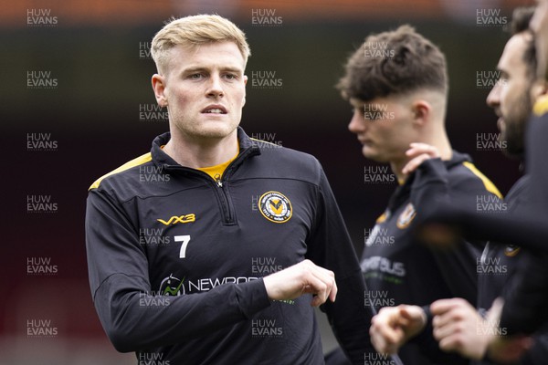 170224 - Newport County v Gillingham - Sky Bet League 2 - Will Evans of Newport County during the warm up