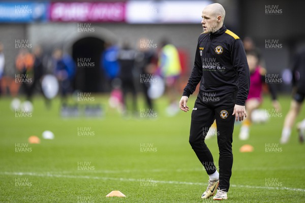 170224 - Newport County v Gillingham - Sky Bet League 2 - James Waite of Newport County during the warm up