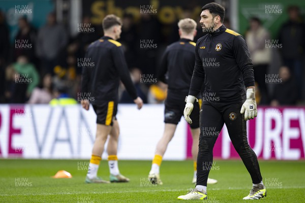 170224 - Newport County v Gillingham - Sky Bet League 2 - Newport County goalkeeper Nick Townsend during the warm up ahead of making his 150th appearance for the club