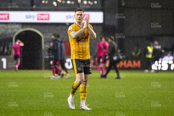 170224 - Newport County v Gillingham - Sky Bet League 2 - James Clarke of Newport County applauds the fans at full time