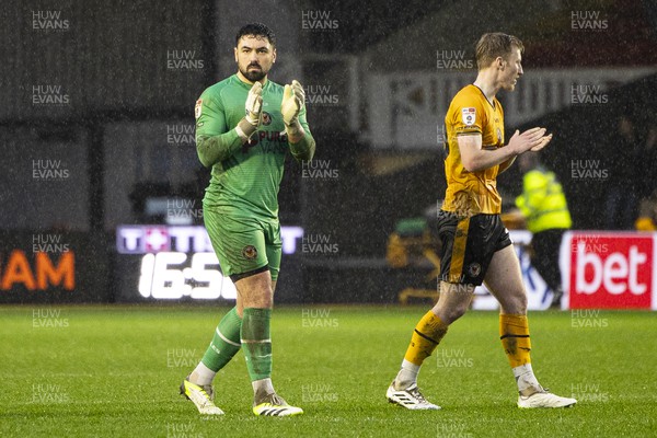 170224 - Newport County v Gillingham - Sky Bet League 2 - Newport County goalkeeper Nick Townsend applauds the fans at full time