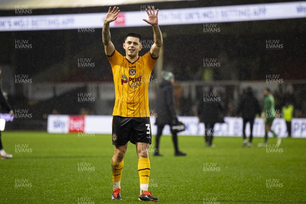 170224 - Newport County v Gillingham - Sky Bet League 2 - Adam Lewis of Newport County applauds the fans at full time