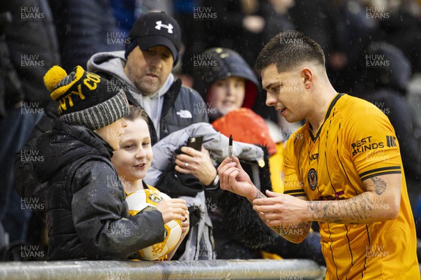 170224 - Newport County v Gillingham - Sky Bet League 2 - Adam Lewis of Newport County applauds the fans at full time