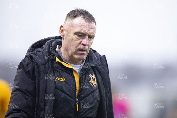 170224 - Newport County v Gillingham - Sky Bet League 2 - Newport County manager Graham Coughlan during half time