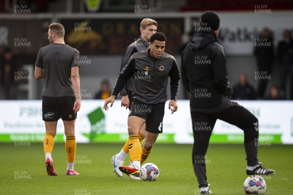 191122 - Newport County v Gillingham - Sky Bet League 2 - Priestley Farquharson of Newport County during the warm up 