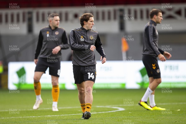191122 - Newport County v Gillingham - Sky Bet League 2 - Aaron Lewis of Newport County during the warm up