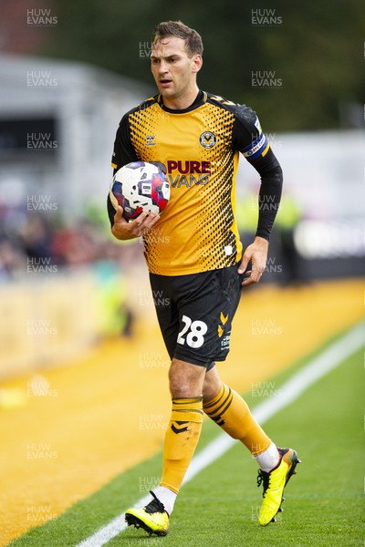 191122 - Newport County v Gillingham - Sky Bet League 2 - Mickey Demetriou of Newport County prepares to take a throw in 