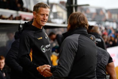 200925 - Newport County v Gillingham - Sky Bet League 2 - Newport County Manager, David Hughes and Gareth Ainsworth, Gillingham Manager