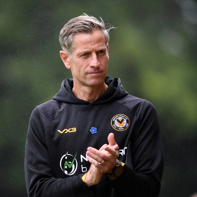 200925 - Newport County v Gillingham - Sky Bet League 2 - Newport County Manager, David Hughes