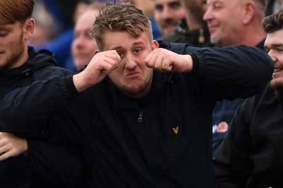 200925 - Newport County v Gillingham - Sky Bet League 2 - Gillingham fans after their side takes the lead
