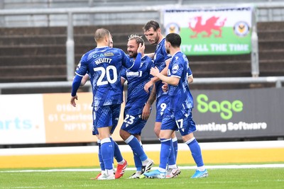 200925 - Newport County v Gillingham - Sky Bet League 2 - Bradley Dack of Gillingham celebrates scoring a goal with team mates