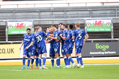 200925 - Newport County v Gillingham - Sky Bet League 2 - Bradley Dack of Gillingham celebrates scoring a goal with team mates