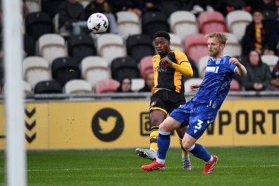 200925 - Newport County v Gillingham - Sky Bet League 2 - Bobby Kamwa of Newport County has a shot on goal