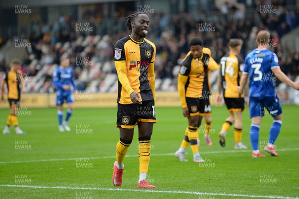 200925 - Newport County v Gillingham - Sky Bet League 2 - Cameron Antwi of Newport County is fouled in the box by Andy Smith of Gillingham and receives a penalty