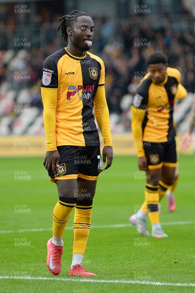 200925 - Newport County v Gillingham - Sky Bet League 2 - Cameron Antwi of Newport County is fouled in the box by Andy Smith of Gillingham and receives a penalty