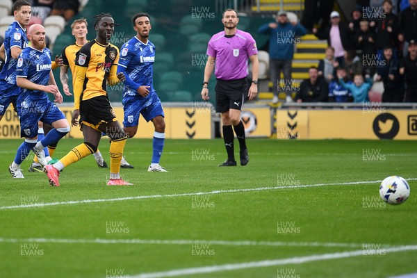 200925 - Newport County v Gillingham - Sky Bet League 2 - Cameron Antwi of Newport County has his penalty saved from the spot