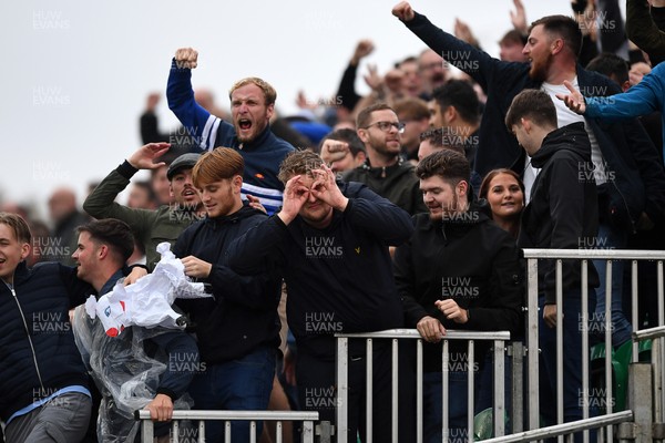 200925 - Newport County v Gillingham - Sky Bet League 2 - Gillingham fans after their side takes the lead
