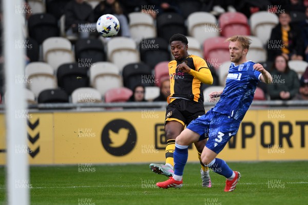 200925 - Newport County v Gillingham - Sky Bet League 2 - Bobby Kamwa of Newport County has a shot on goal