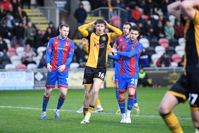 070226 - Newport County v Grimsby Town - Sky Bet League 2 - James Crole of Newport County goes close