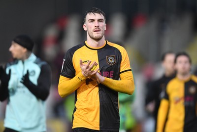 070226 - Newport County v Grimsby Town - Sky Bet League 2 - Ryan Delaney of Newport County at full time