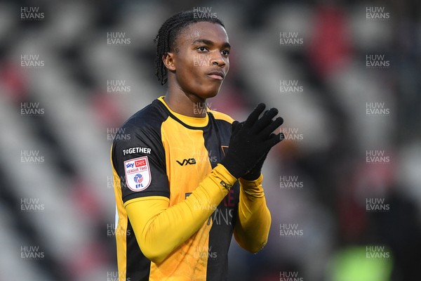 070226 - Newport County v Grimsby Town - Sky Bet League 2 - Tanatswa Nyakuhwa of Newport County at full time