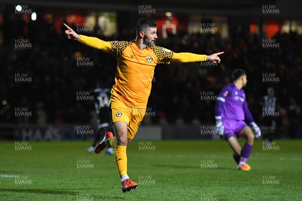 201119 - Newport County v Grimsby Town - FA Cup - Padraig Amond of Newport County celebrates scoring goal