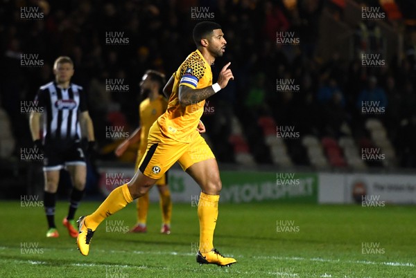 201119 - Newport County v Grimsby Town - FA Cup - Joss Labadie of Newport County celebrates scoring goal