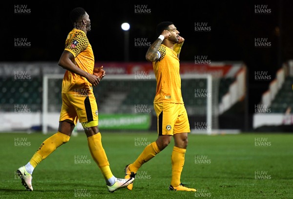 201119 - Newport County v Grimsby Town - FA Cup - Joss Labadie of Newport County celebrates scoring goal