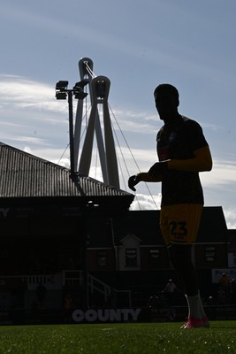 260926 - Newport County v Grimsby Town - Sky Bet League 2 - Newport players warm up before the match