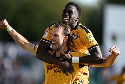260926 - Newport County v Grimsby Town - Sky Bet League 2 - Christian Doidge of Newport County celebrates scoring a goal with team mates