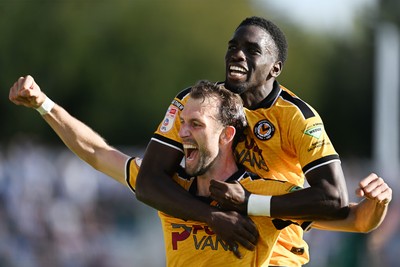 260926 - Newport County v Grimsby Town - Sky Bet League 2 - Christian Doidge of Newport County celebrates scoring a goal with team mates