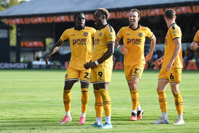 260926 - Newport County v Grimsby Town - Sky Bet League 2 - Shaquille Gwengwe of Newport County celebrates scoring a goal