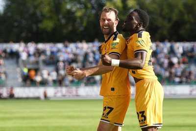 260926 - Newport County v Grimsby Town - Sky Bet League 2 - Christian Doidge of Newport County celebrates scoring a goal with team mates