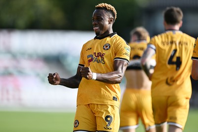 260926 - Newport County v Grimsby Town - Sky Bet League 2 - Shaquille Gwengwe of Newport County celebrates scoring a goal
