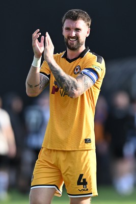 260926 - Newport County v Grimsby Town - Sky Bet League 2 - Kyle Cameron of Newport County celebrates at full time