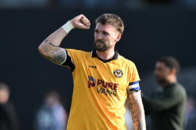260926 - Newport County v Grimsby Town - Sky Bet League 2 - Kyle Cameron of Newport County celebrates at full time